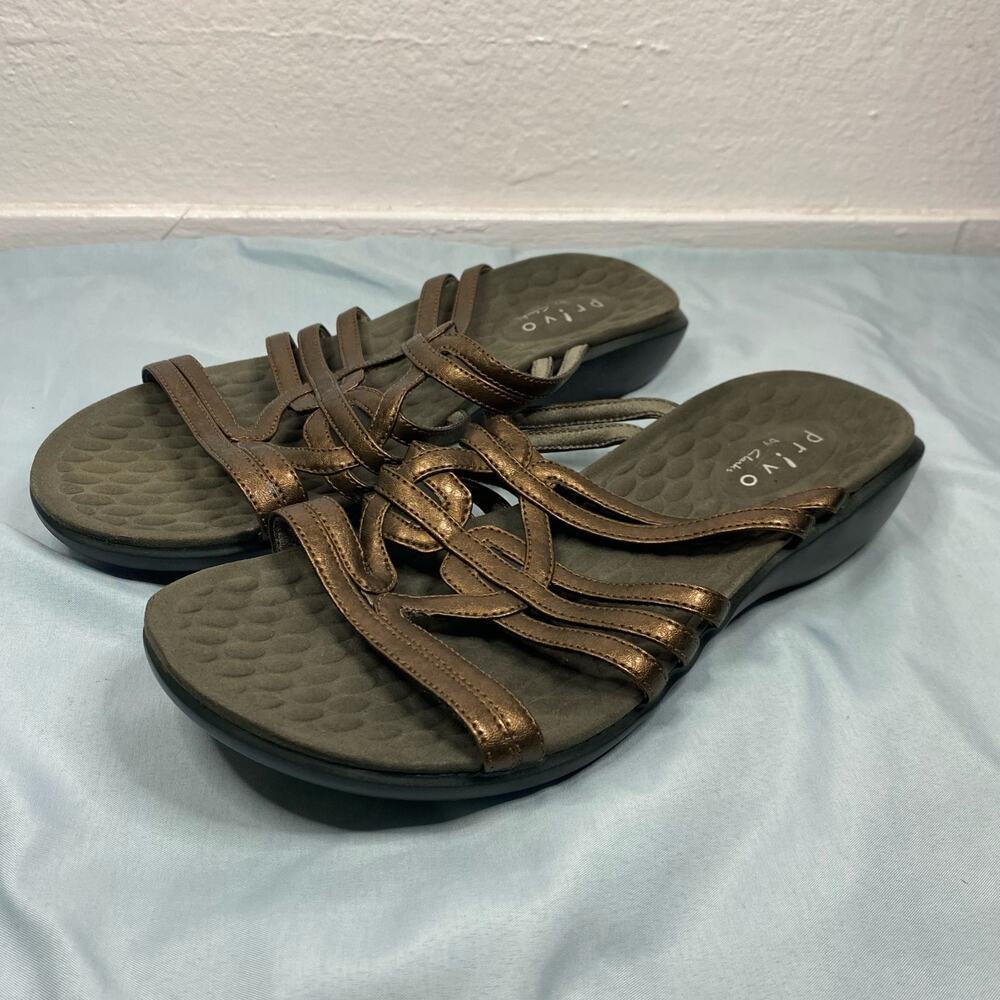 PRIVO CLARKS Womens Bronze Slide On Sandles Size 7